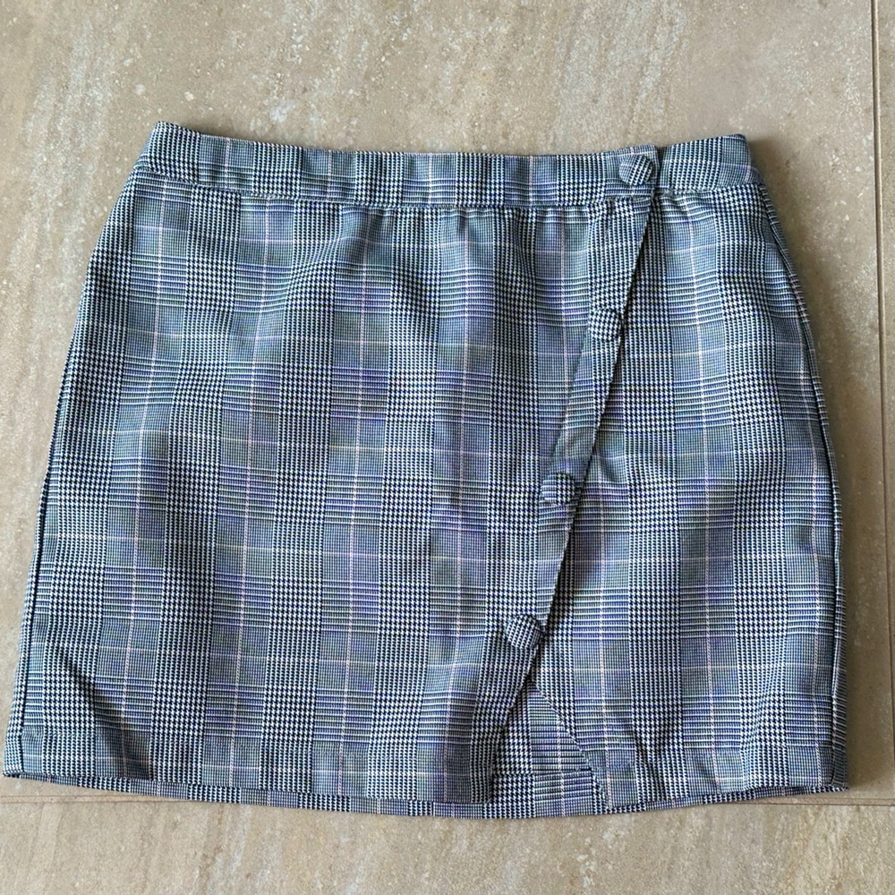 M - Blue Rain Plaid Mini Skirt